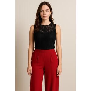 Cachet women's black lace blouse size 6 sleeveless formal semi formal fitted